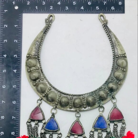 Vintage Torque Choker With Dangling Pendants, Handmade Tribal Choker - Picture 12 of 13